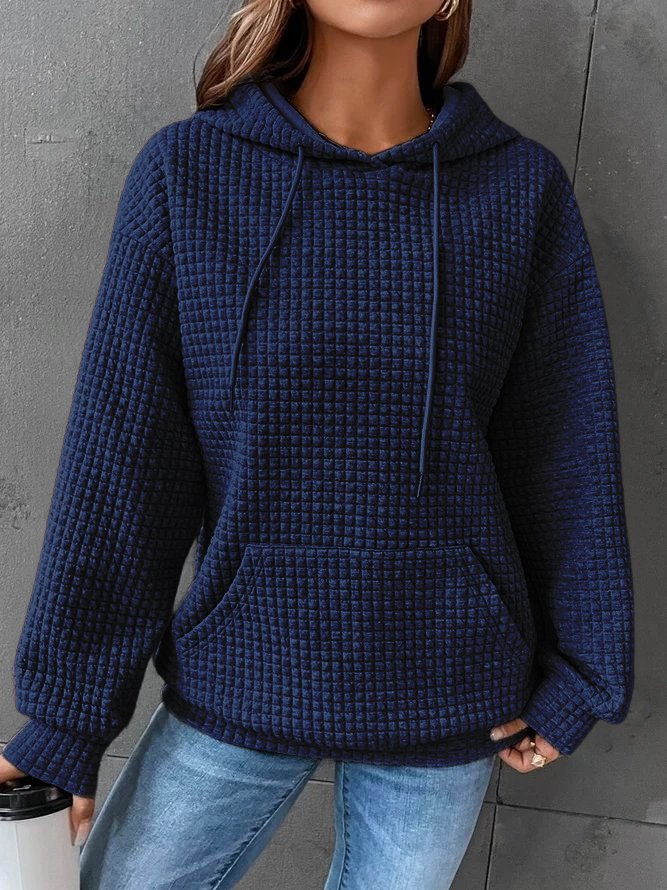 Kvinnors Hoodie Löst Snitt Högkvalitativ Bomull och Polyester 8