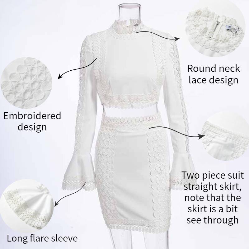 Dam Midiklänning Bodycon Rund Hals Utställda Ärmar Polyester Spandex-6