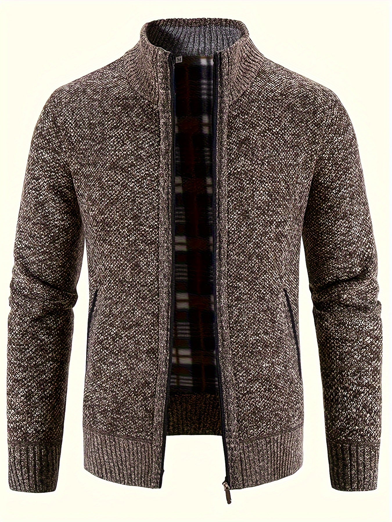 Variant image for Herrjacka Vinter Zip-Jacka Hög Krage Stickad Design-36