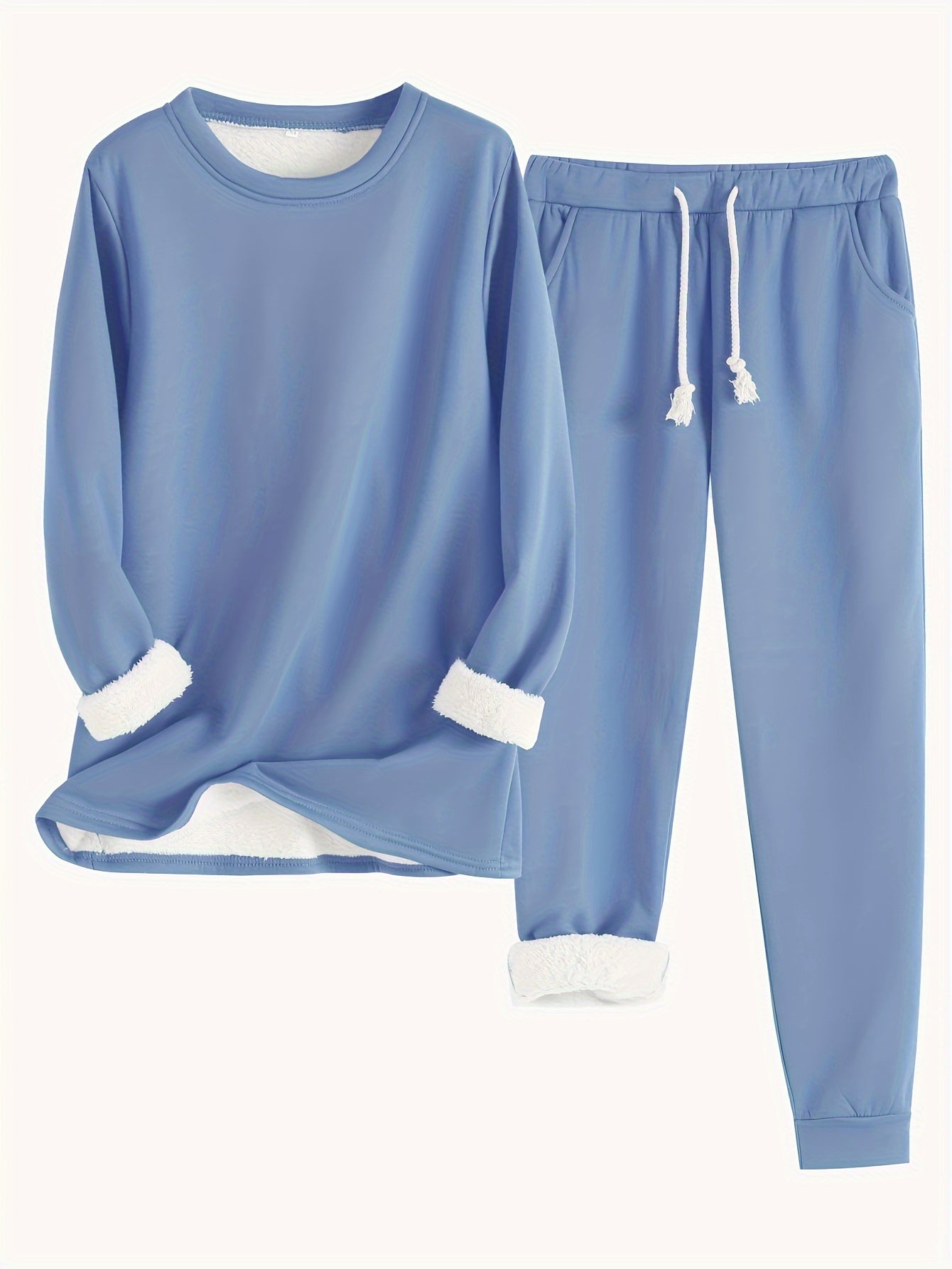 Variant image for Damset Vintertröja Joggingbyxor Monokrom Mjuk Blandningstyg-19