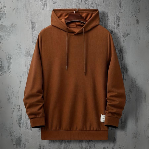 Hoodie Herr Avslappnad Bomull Med Huva-1
