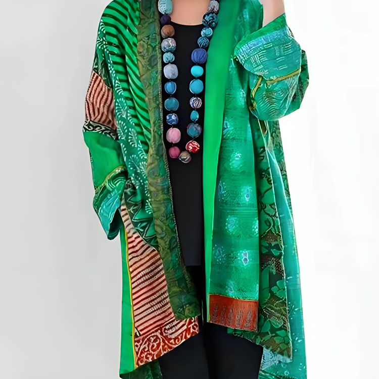 Kofta Dam Elegant Mjuk Material Lång Cardigan-4