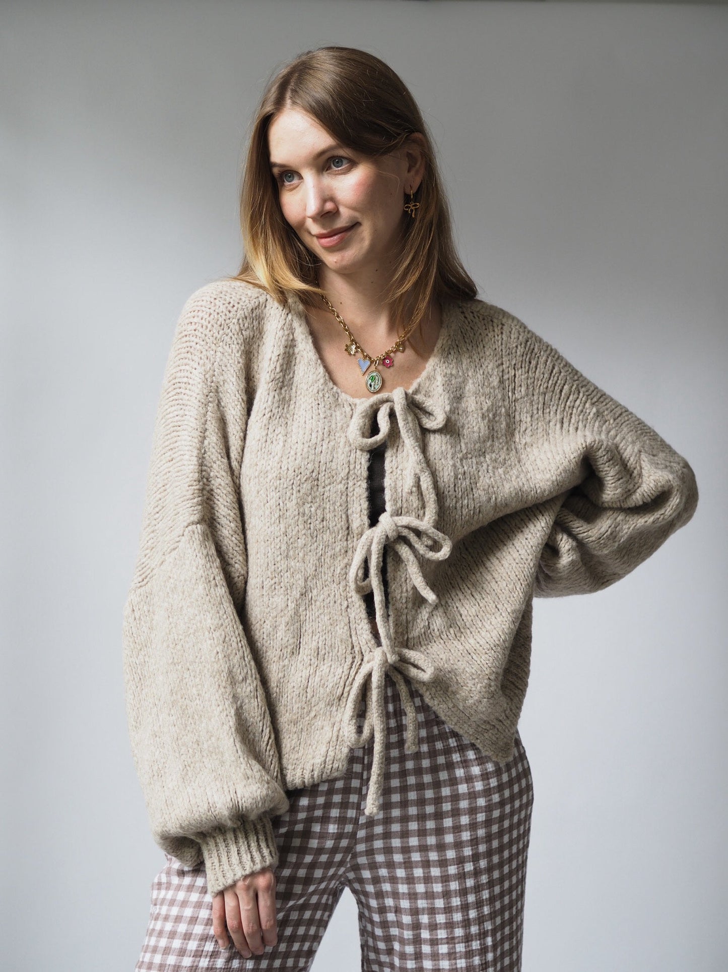 Variant image for Dam Cardigan Enfärgad Design med Bindande Bälte Mjuk Material-18