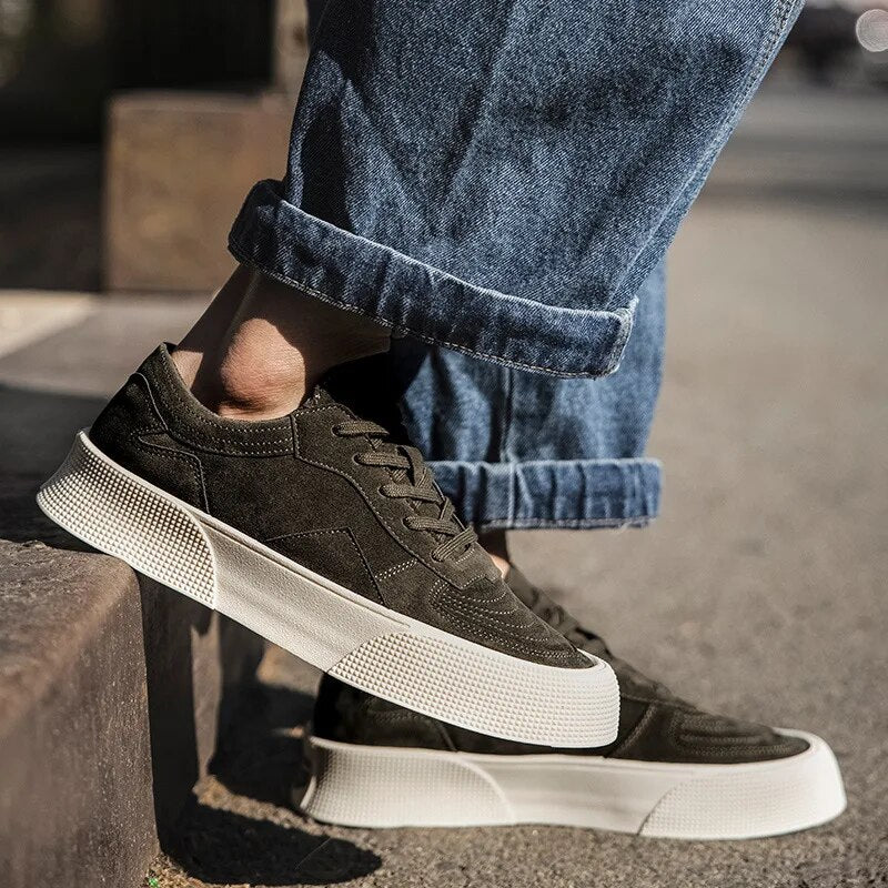 Herr Sneakers Låga Mocka med Tjock Sula för Komfort och Stil-6