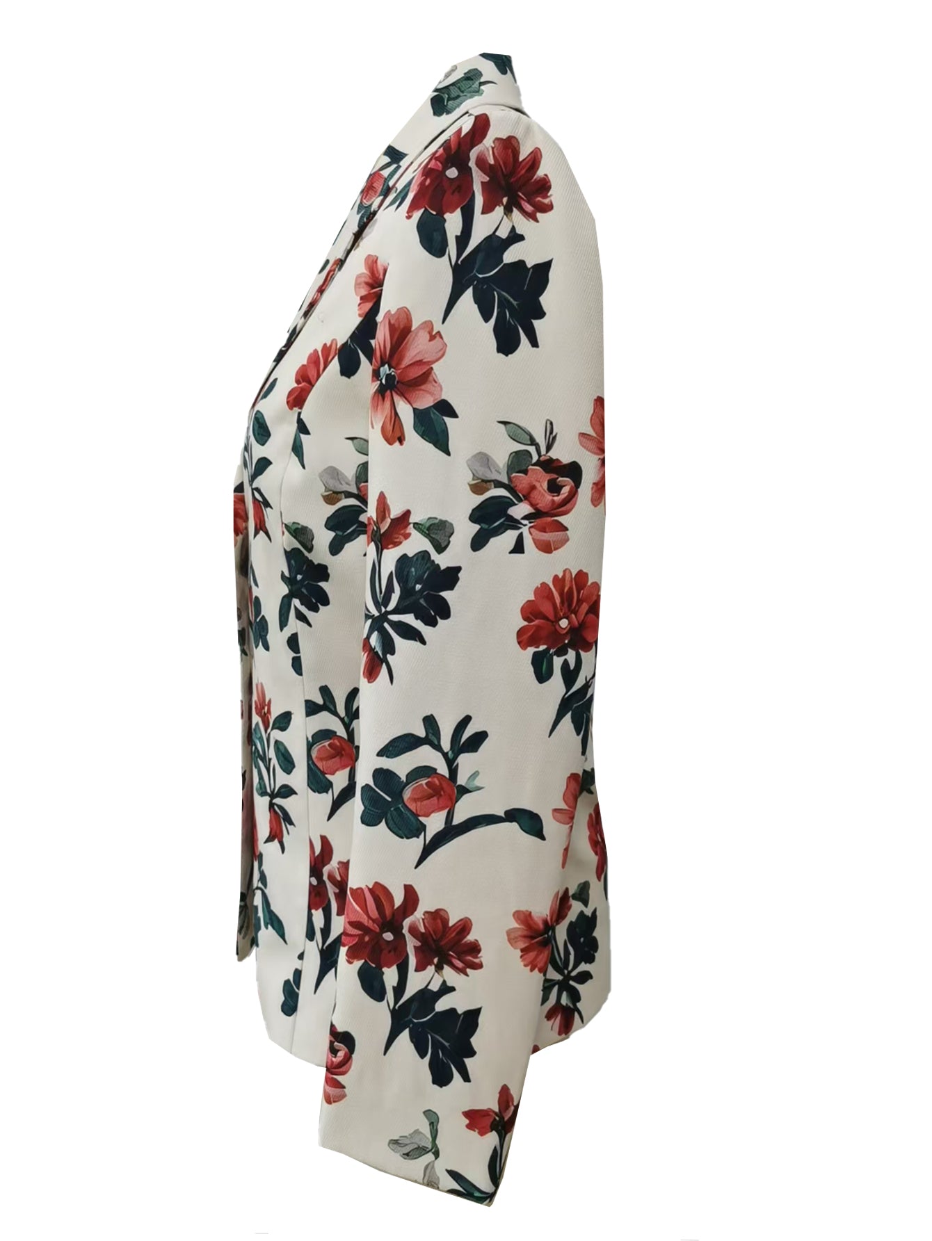 Dam Blommig Kontorsblus Regular Fit Polyester-5