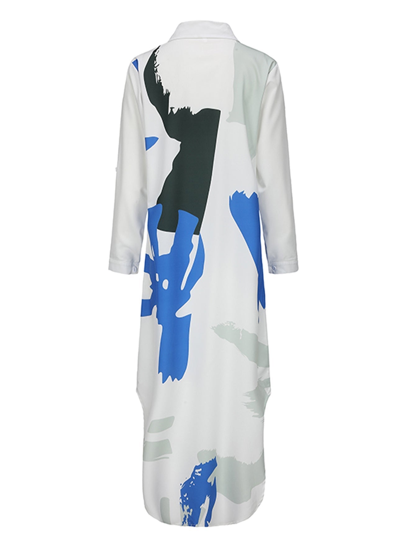 Dam Lång Skjortklänning med Skjortkrage i Polyester-4