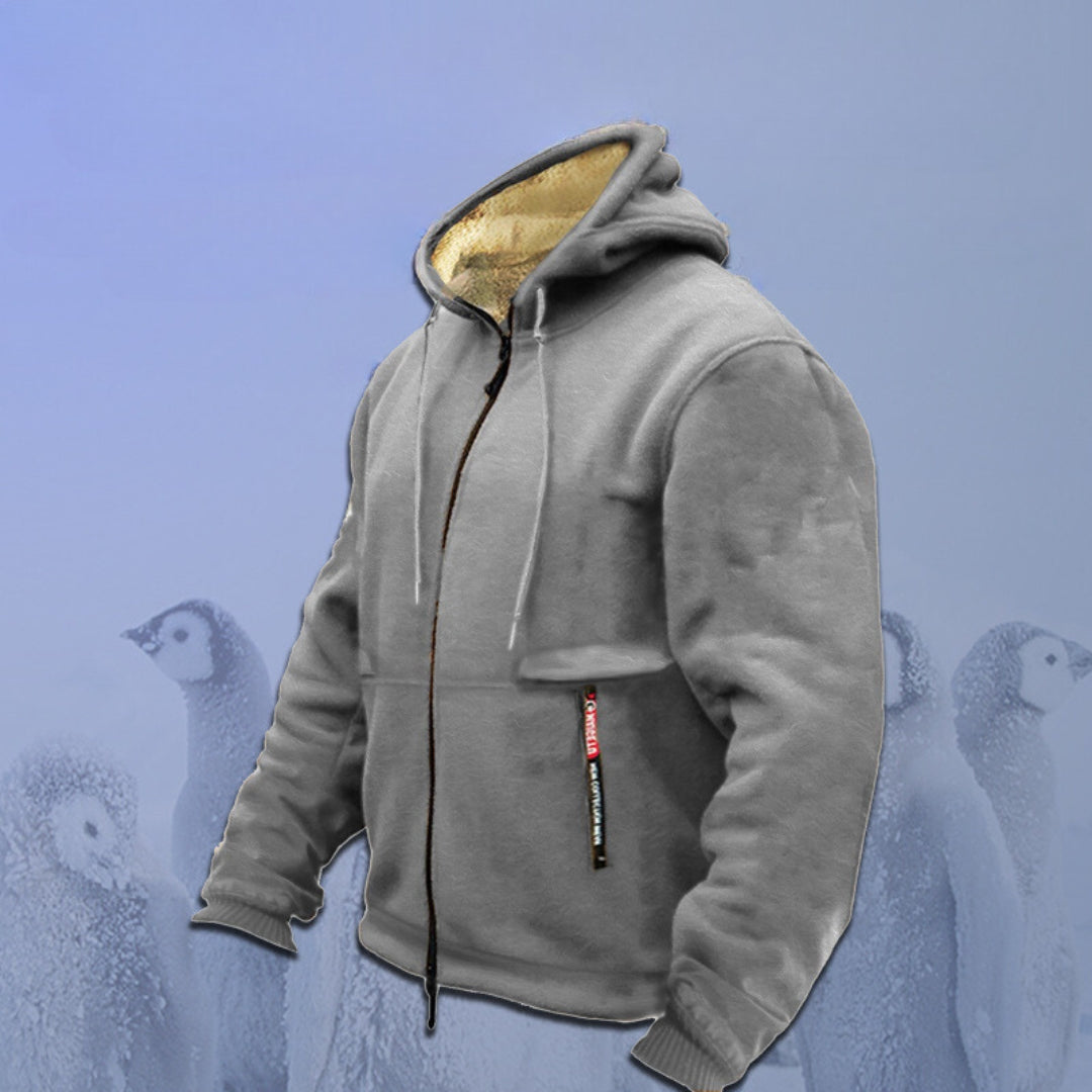 Mäns Vinterjacka med Huva och Fleecefoder – Slitstarkt Material för Kalla Vinterförhållanden 2