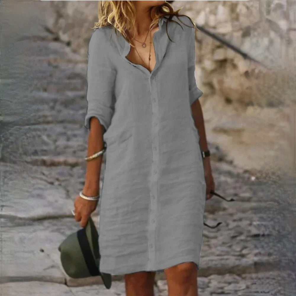 Fina Dam Klänningar Casual Lätt Material Elegant Design-4