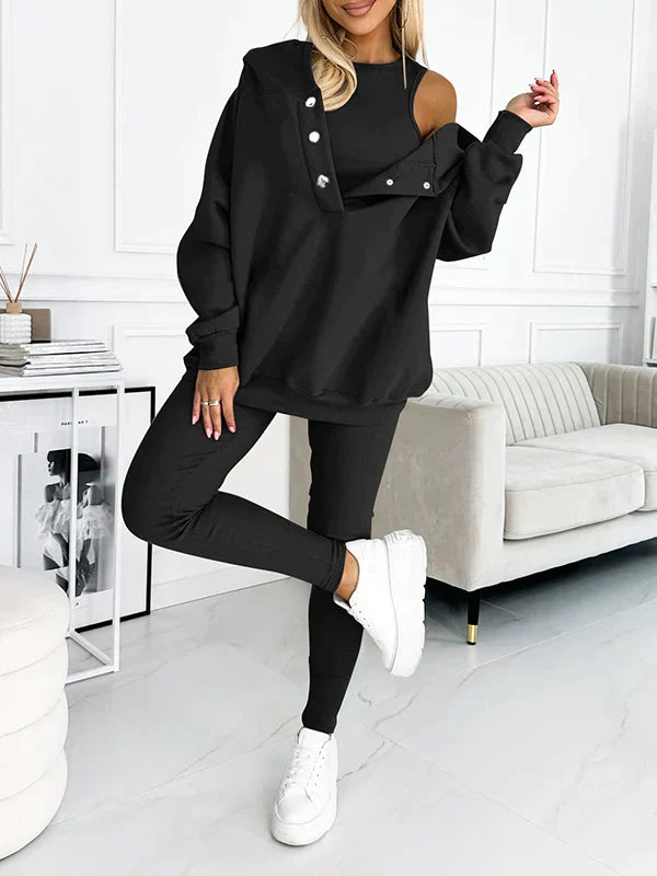 Svart Hoodie Dam - Modern Huvtröja i Mjuk Material för Komfort och Stil, Perfekt för Avslappnade Dagar 9