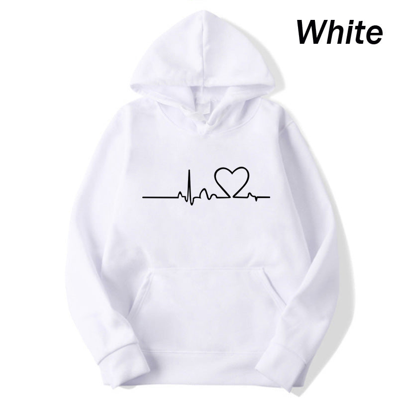 Variant image for Dam Hoodie Hjärtslagstryck Polyester Avslappnad-1
