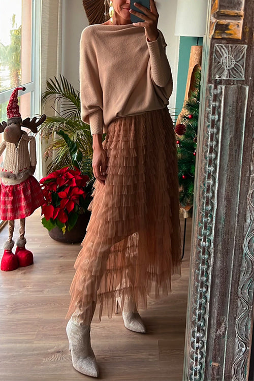 Dam Pullover Batwing-ärmar Mjuk Bomull och Polyester-2