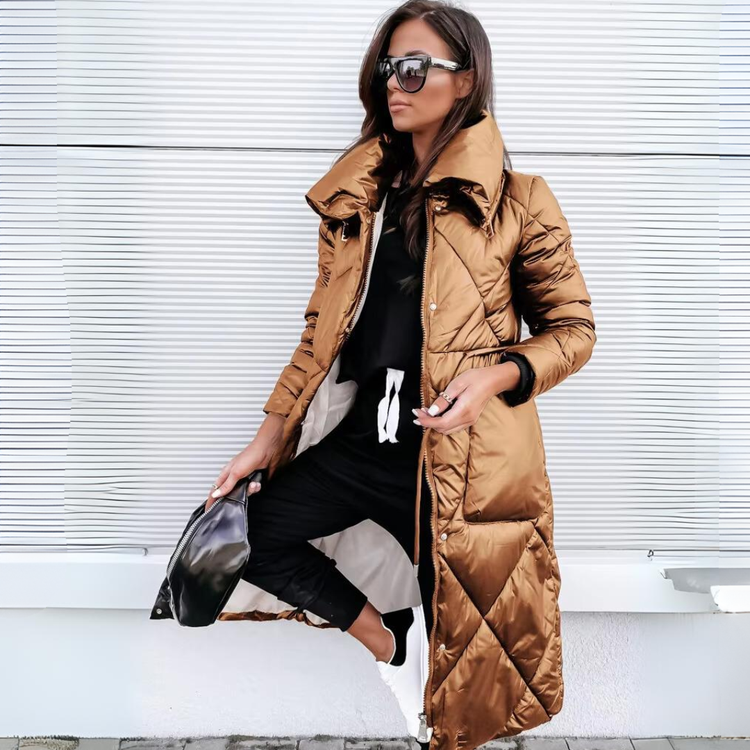 Dam Parkas Längre Elegant Vattenavvisande Polyester-5