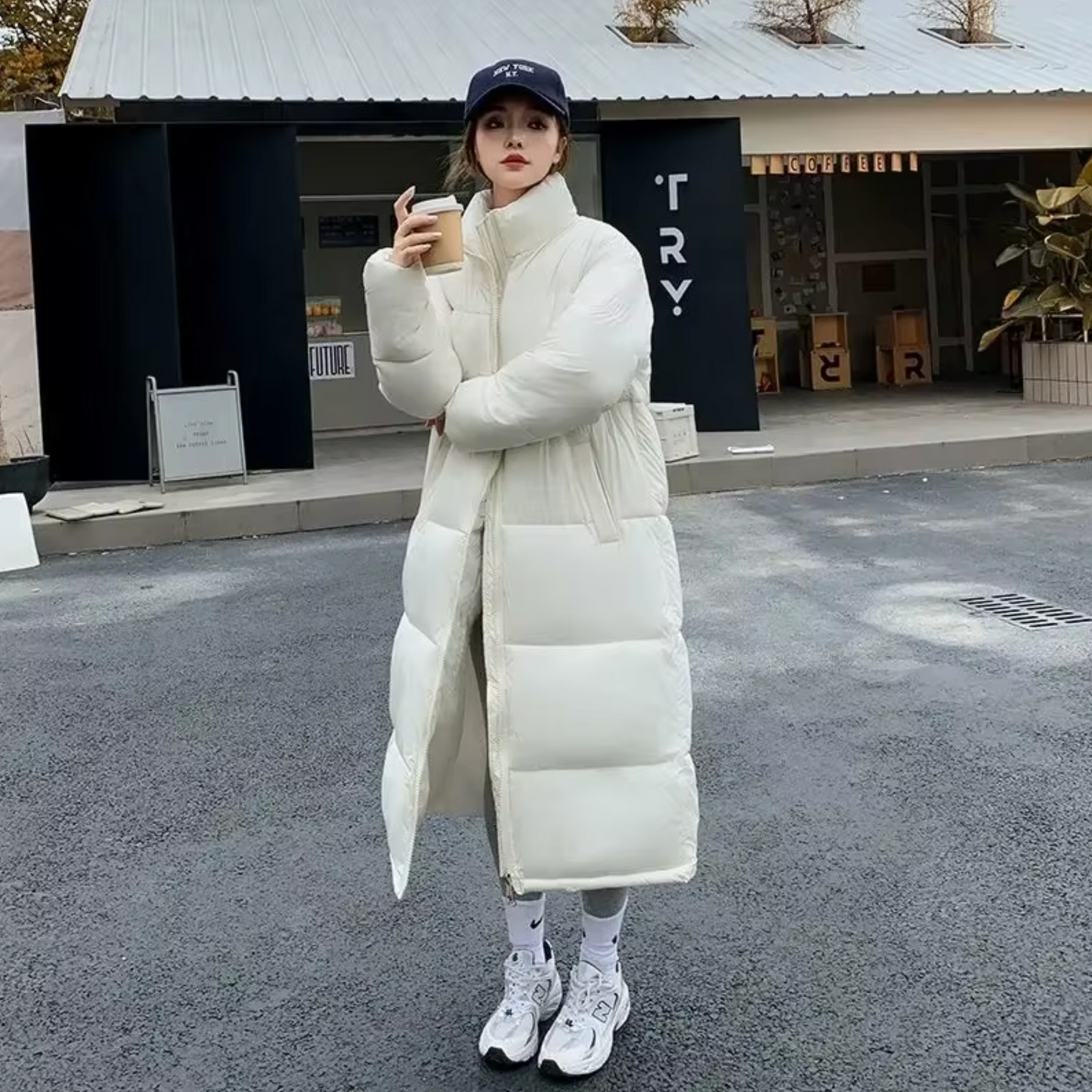 Kvinnor Lång Parka Fodrad Bomull-3