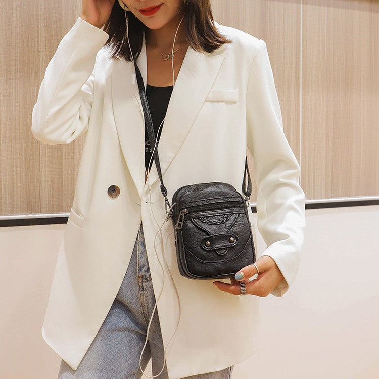 Damväska i Läder, Elegant Crossbody Väska med Justerbar Axelrem – Stilren Design för Alla Tillfällen 2