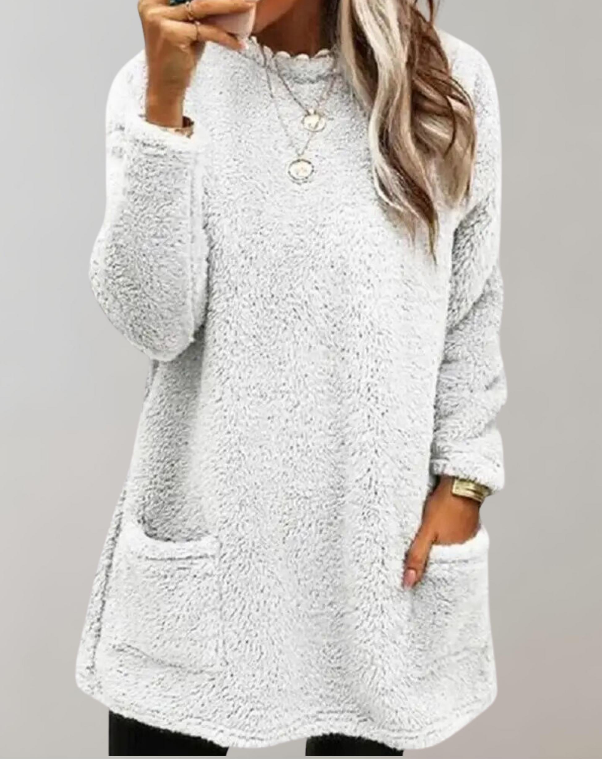 Dam Tröja Avslappnad Plysch 100% Polyester-5