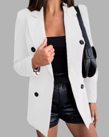 Dam Blazer med Dubbel Rad Knappar i Polyester och Viskos – Elegant och Hållbar för Kontor och Fritid 3