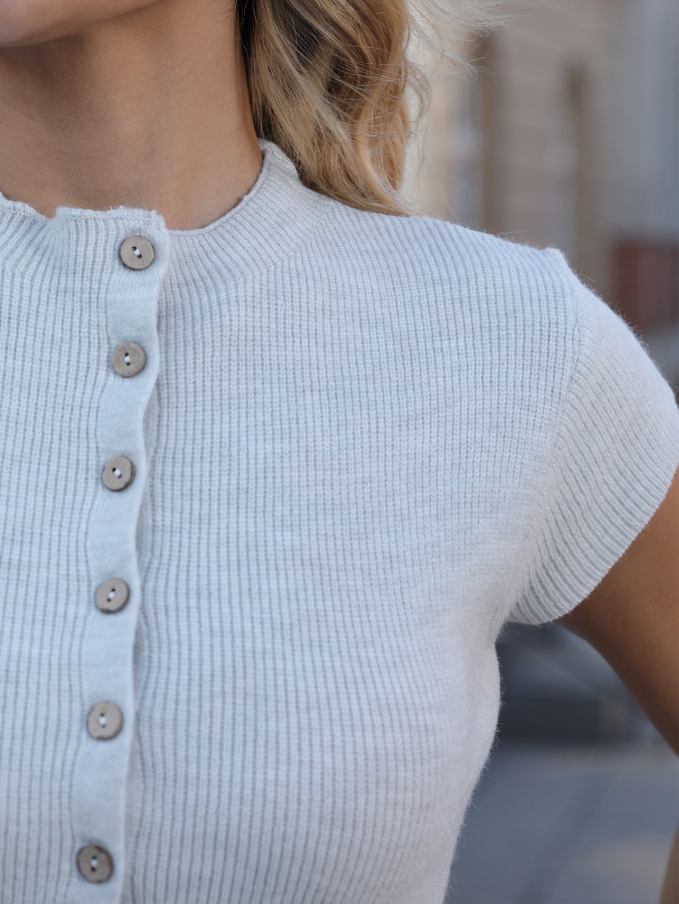 Dam Kortärmad Kardigan Slim Fit Mjuk Akryl Nylon Polyester-4