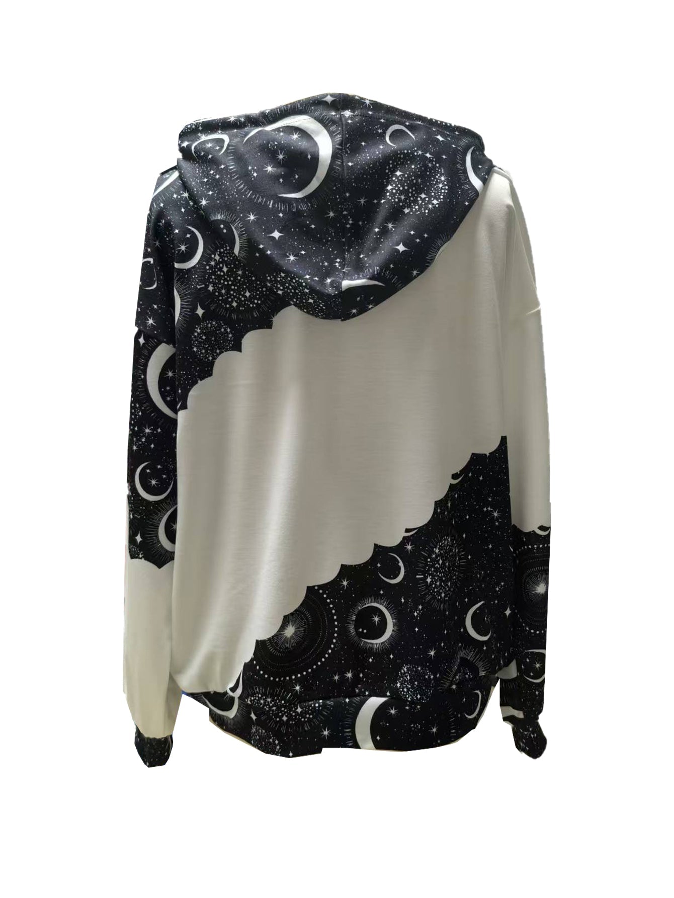 Unisex Hoodie Med Månmönster Långärmad Polyester Elastan-4