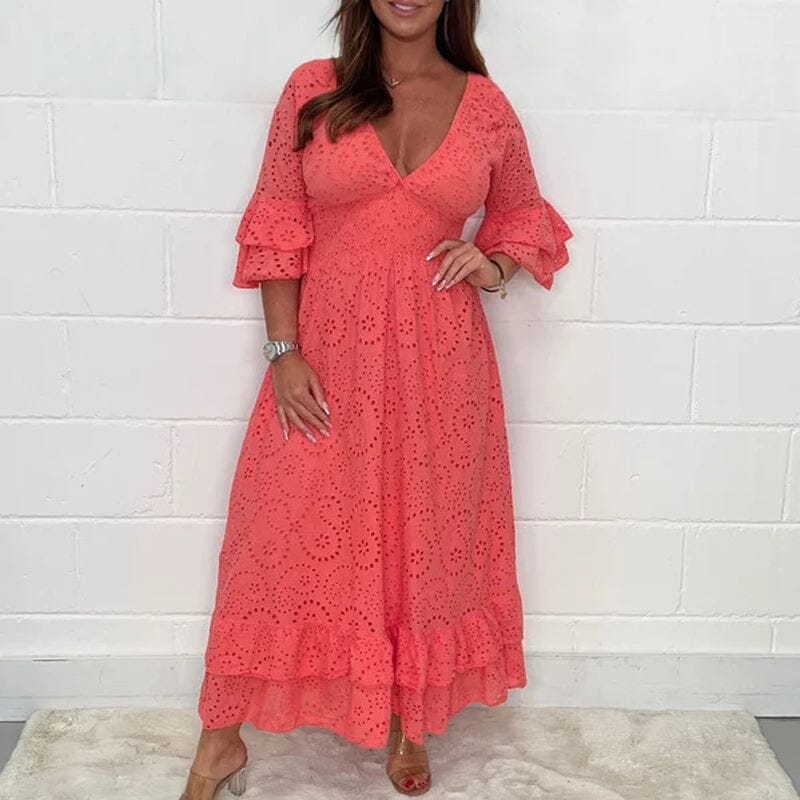 Variant image for Dam Klänning Midi Anglaise med Ruffles Mjukt Tyg-33