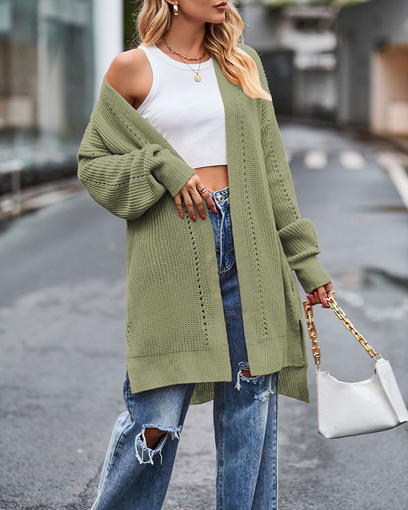 Damens Stickad Jacka Löst Sittande Akryl 8