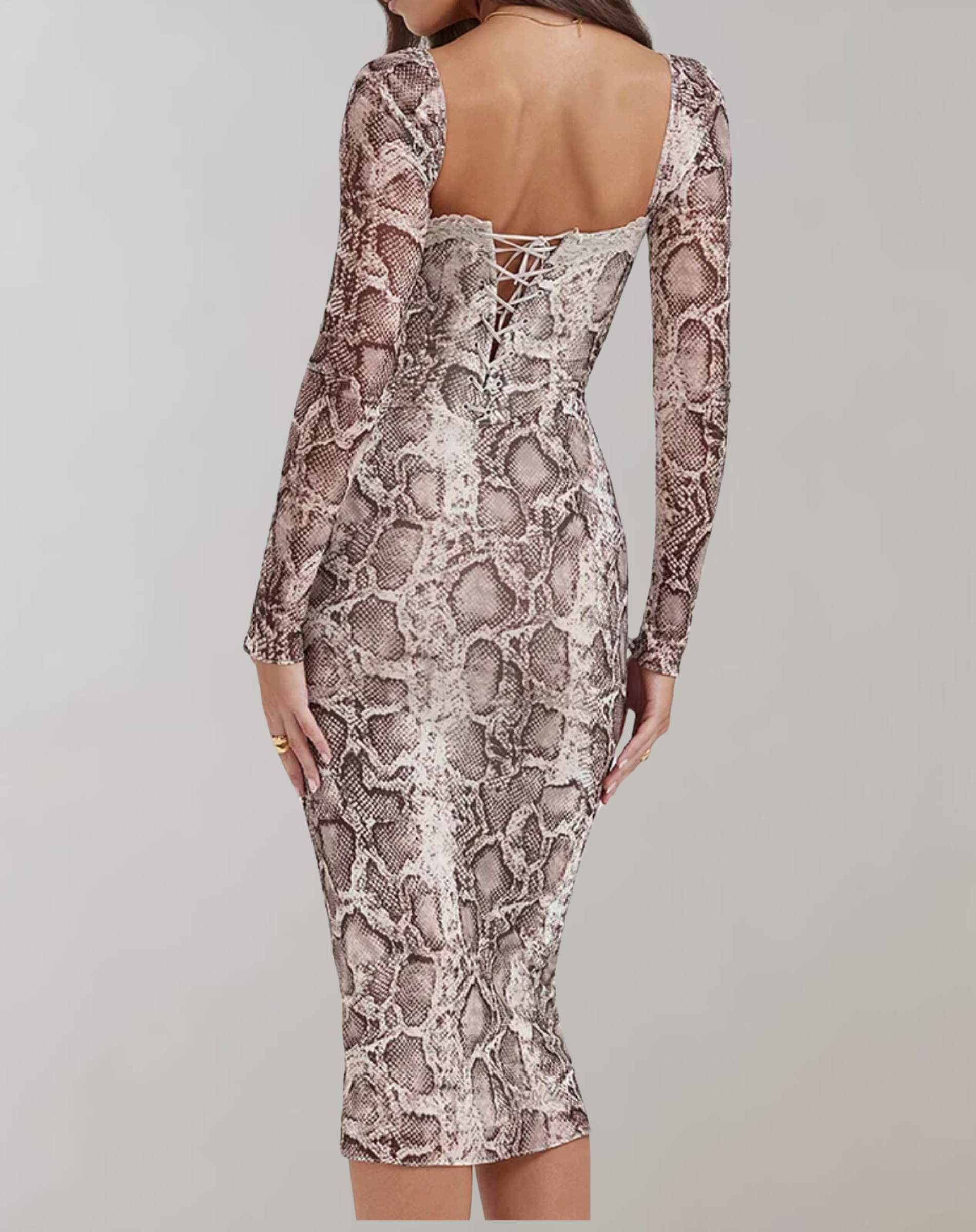 Kvinna Långärmad Klänning Mjuk Stretch Nät 2