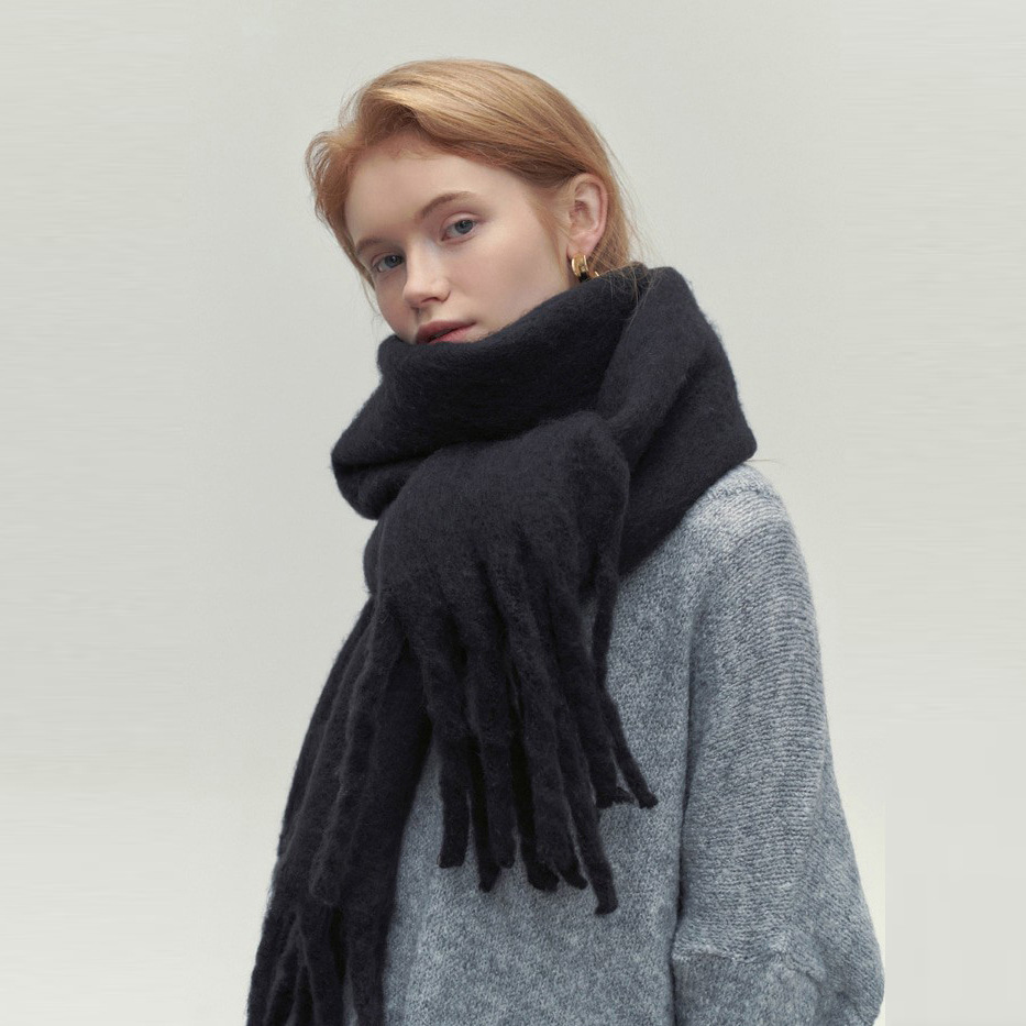Dam Scarf Vinter Wrap Ull Klassisk Design Mjuk och Hållbar-4