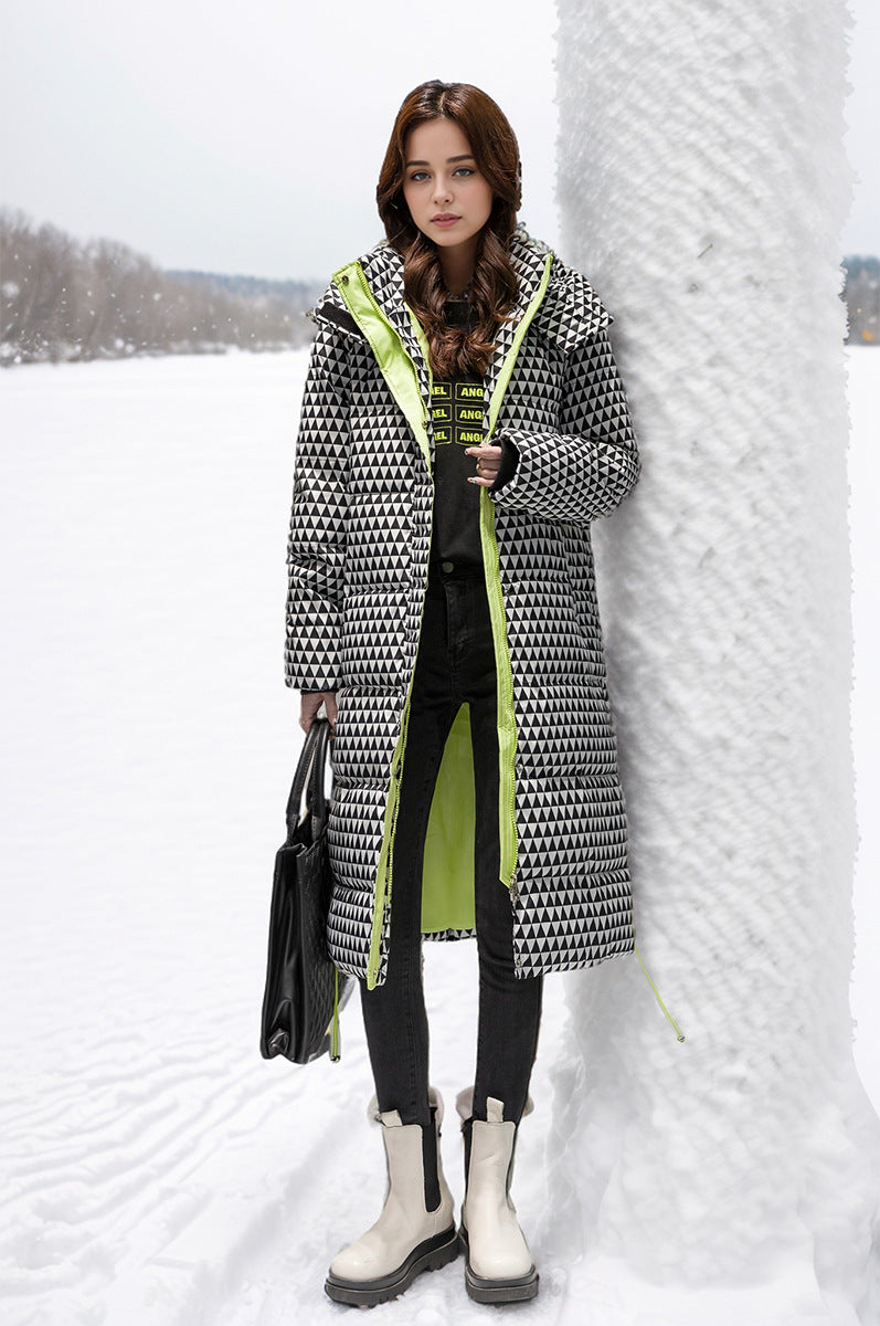 Variant image for Dam Rutig Bomullsrock Med Huva Quiltad Över Knälängd-1