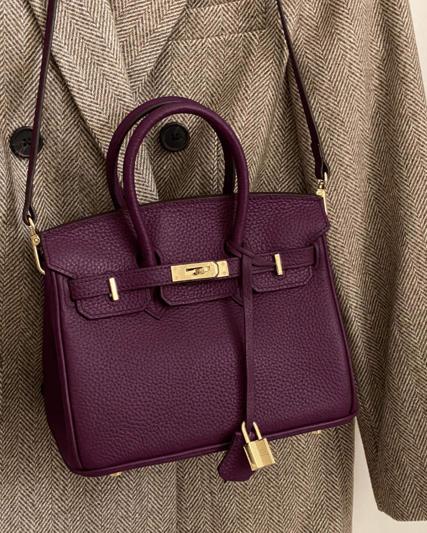 Damväska Elegant Läder Med Gyllene Låsmekanism och Rymlig Interiör-4