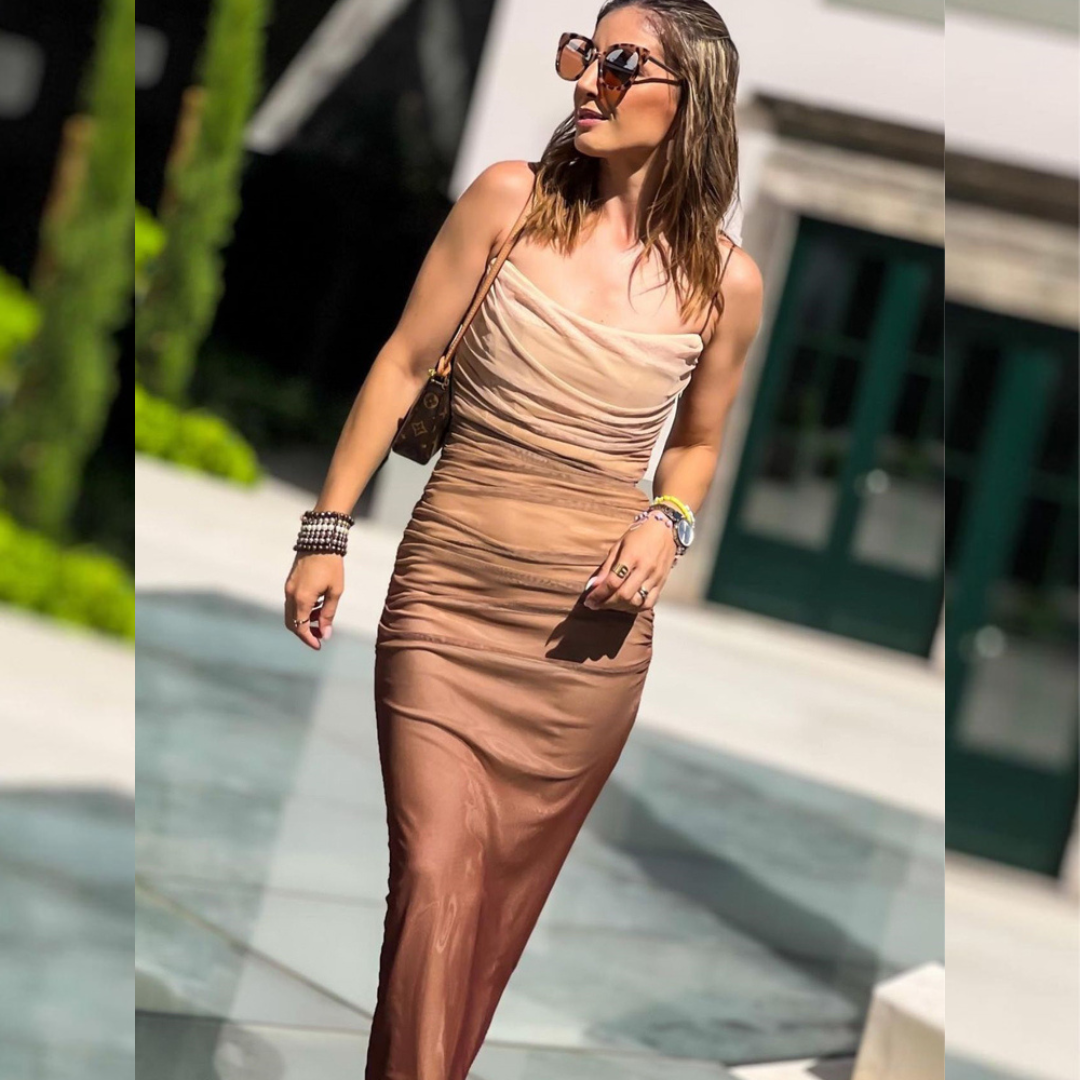 Fina Dam Klänningar Midi Spaghettiband Mesh-5