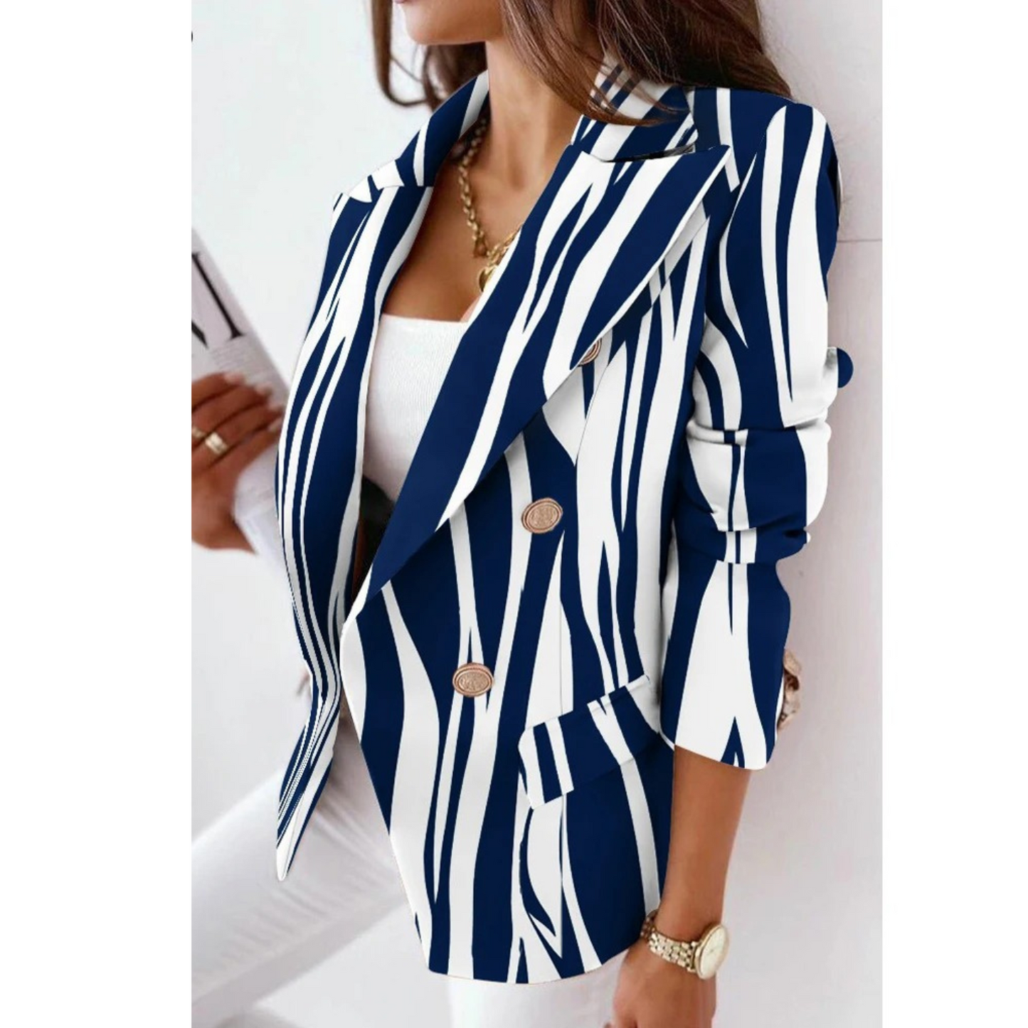 Variant image for Dam Blazer Reversibel Krage Högkvalitativ Polyester Elegant Snitt-1