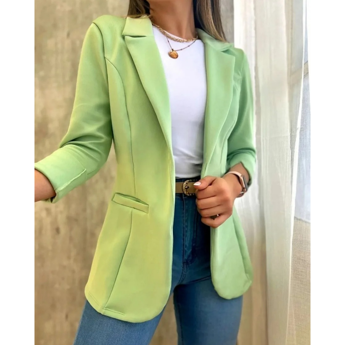 Variant image for Dam Blazer Vintage Stil Högkvalitativt Tyg Elegant Design-19