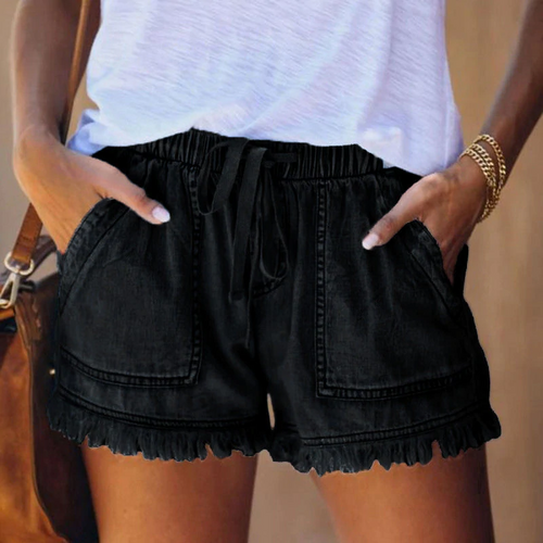 Dam Shorts Hög Midja Stretchig Denim 1
