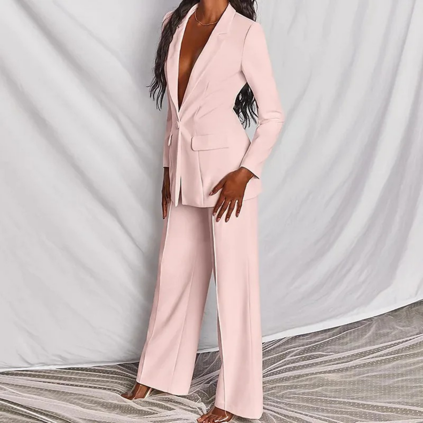 Dam Blazer Set Skräddarsydd Stil Polyester-4