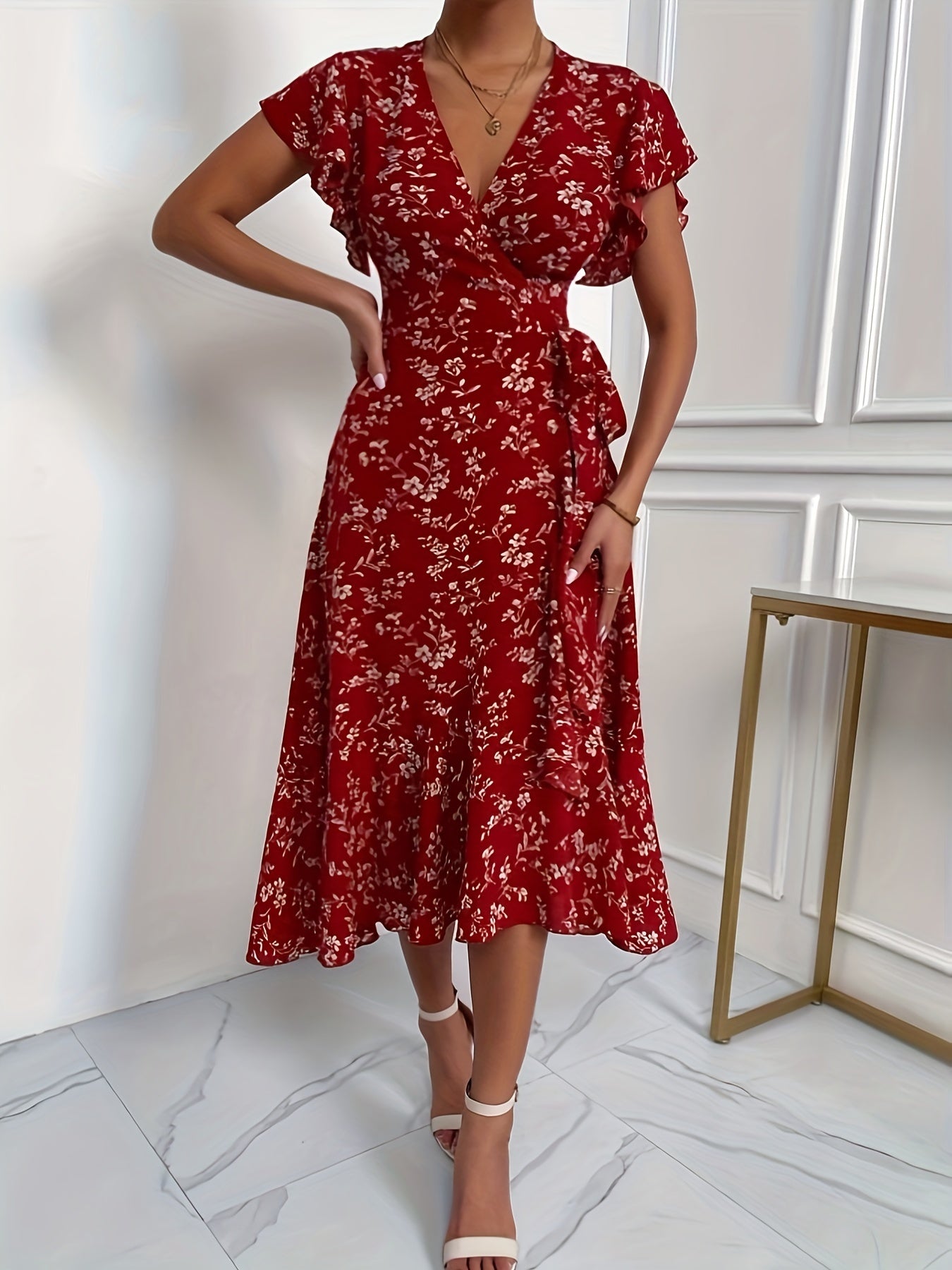 Kvinna Delad Klänning Mångsidig Design Högkvalitativa Tyger 3