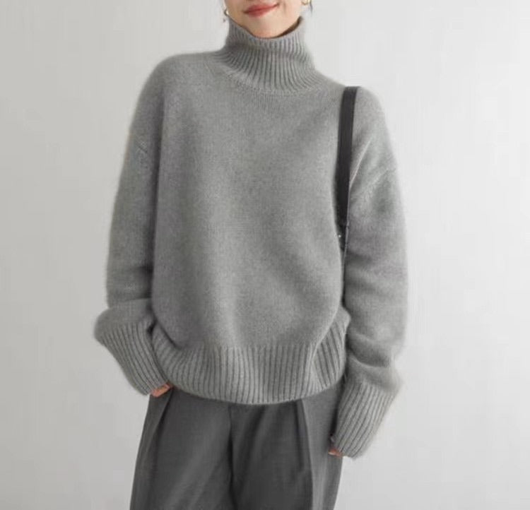 Kvinnors Turtleneck Tröja Överdimensionerad Polyester 10