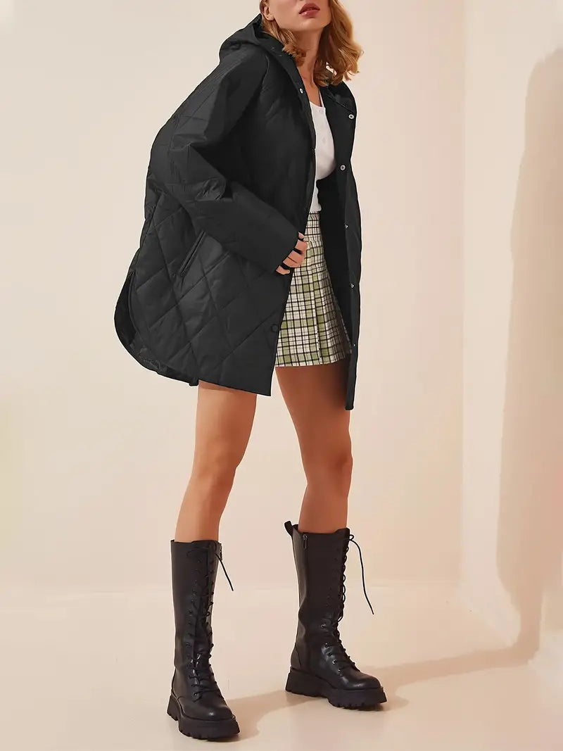 Dam Lång Vinterjacka Överdimensionerad Polyester för Kalla Dagar-4