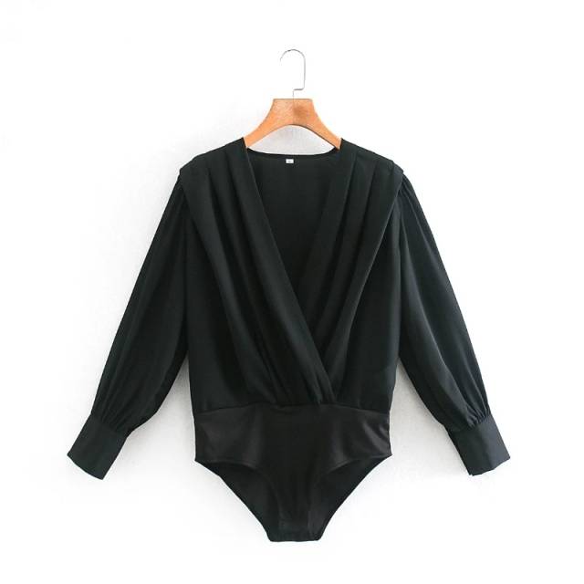 Dam Bodysuit Långärmad Chiffon Polyester Elegant Styling 7