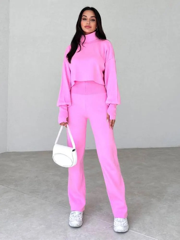 Variant image for Dam Turtleneck Ensemble Mysig Byxa och Topp Mjuk Blandning-3