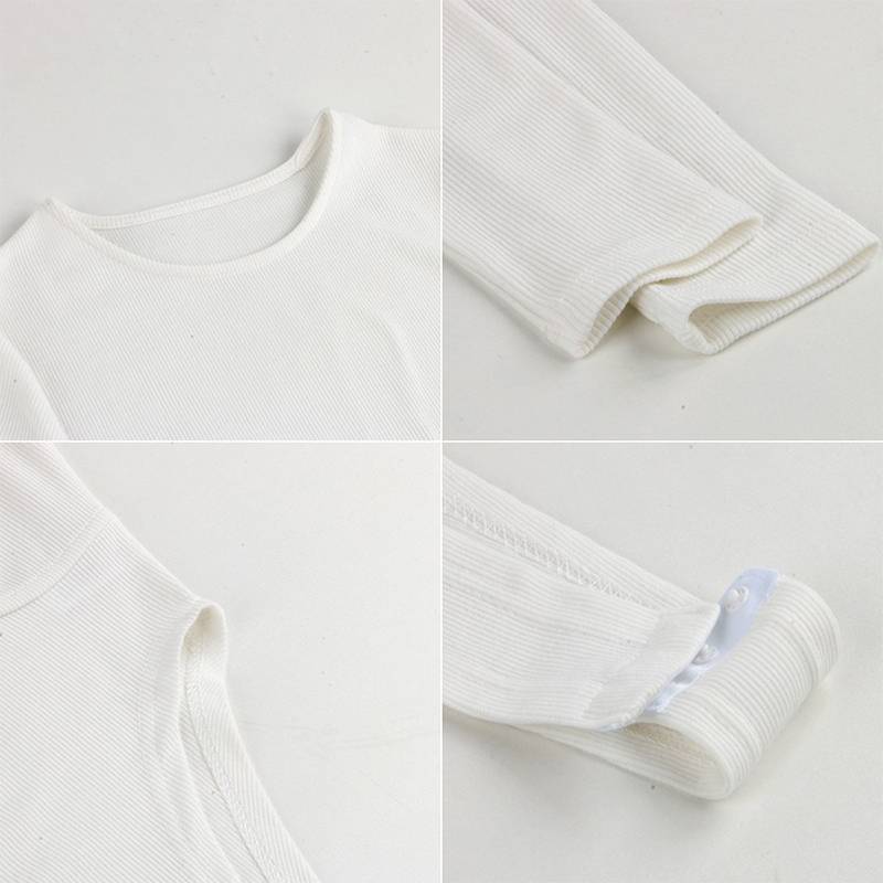 Dam Bodysuit Långärmad V-hals Monokrom Polyester och Bomull 4