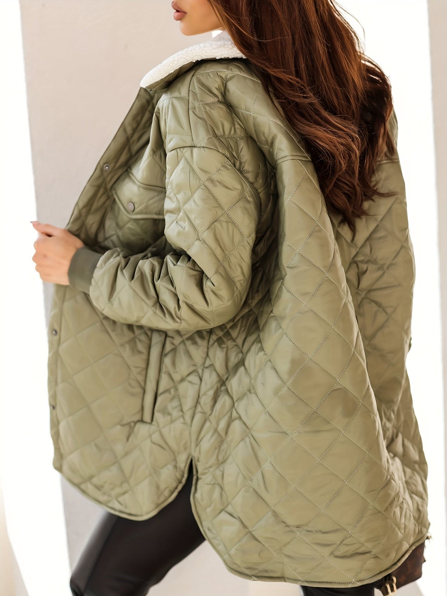 Dam Lång Vinterjacka Isolerad Modern Polyester-5