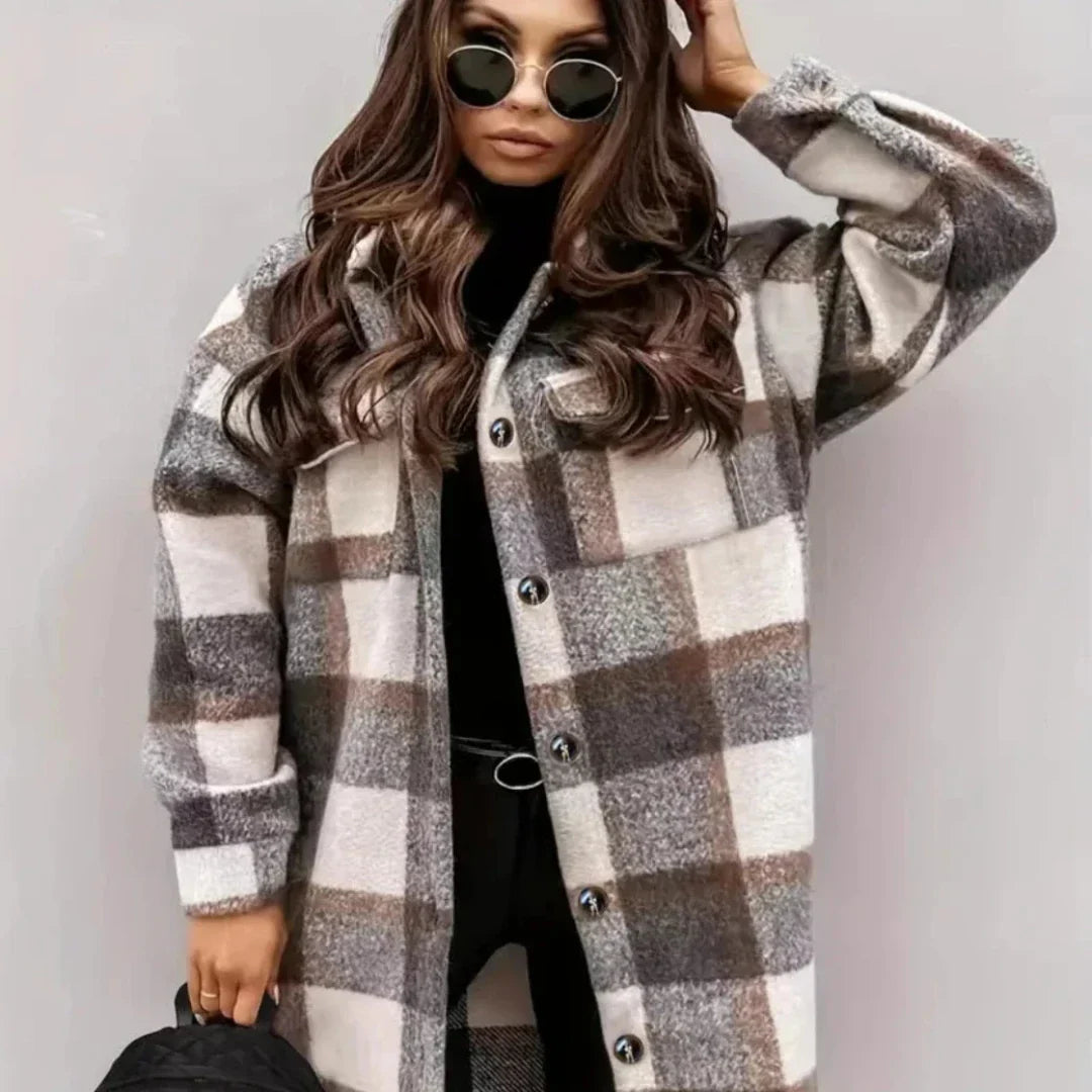 Variant image for Lång Vinterjacka Dam Klassisk Polyester Med Knappar-11