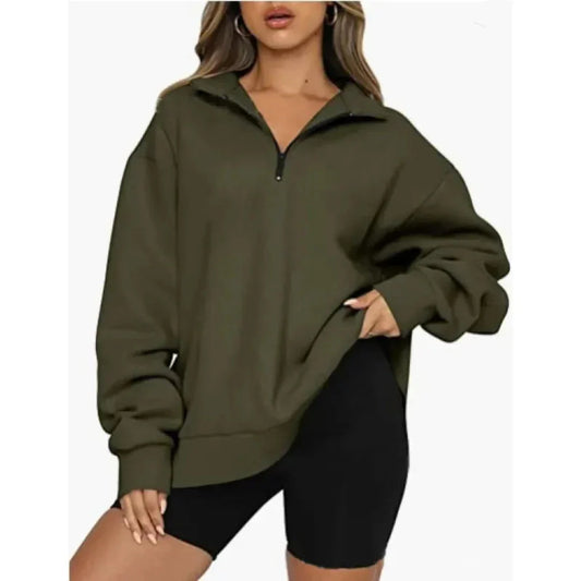 Dam Vintertröja Kvart-Zipper Mjuk Tyg-1