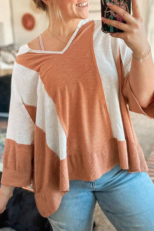 Dam Topp Struktur med 3/4 Ărmar i Polyester-1