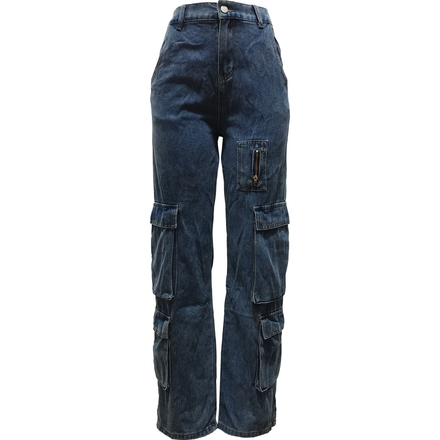 Dam Jeans Raka Snitt Bomull Komfortabel Passform-1