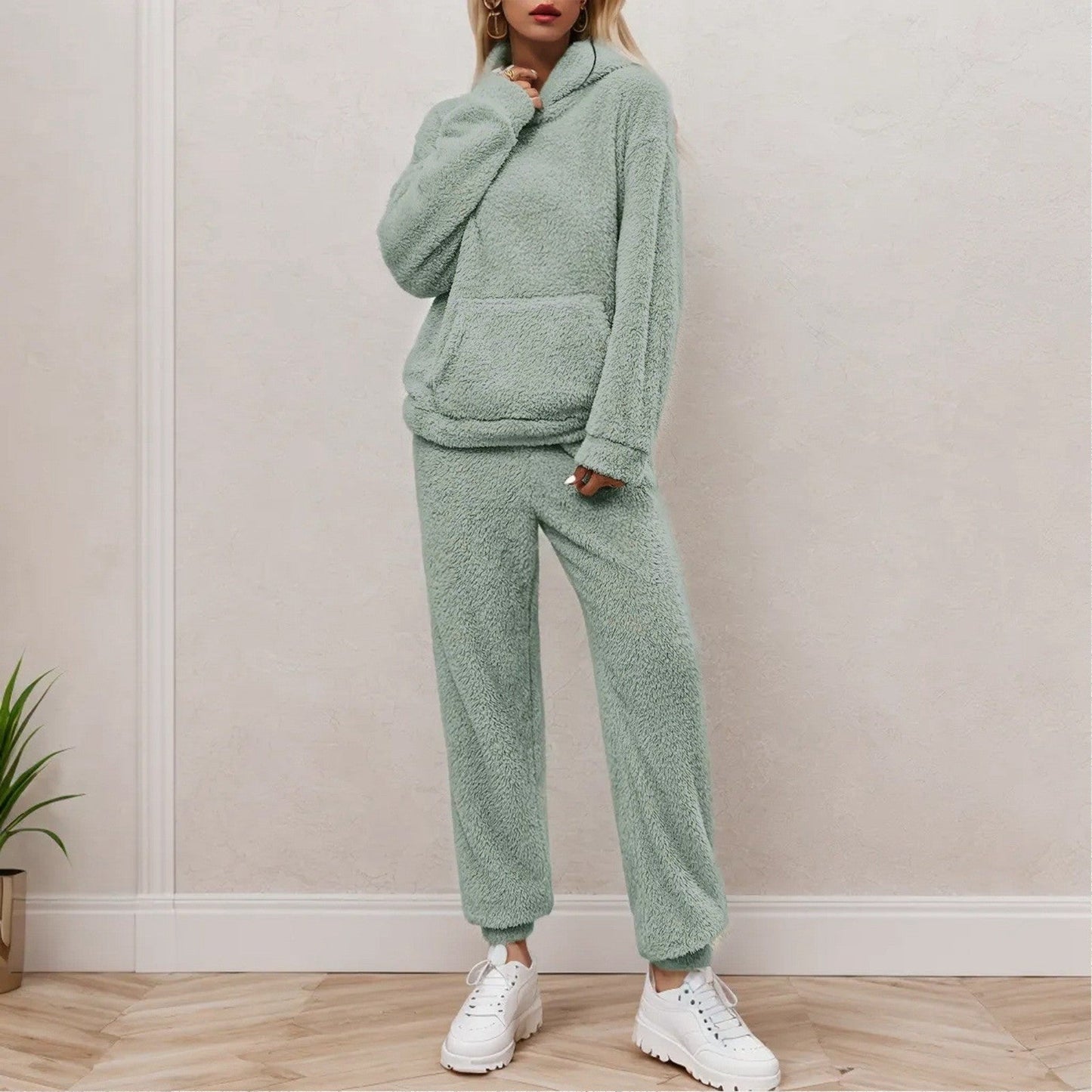 Dam Husdräkt Vinter Mjuk Tyg Avslappnad Design-2