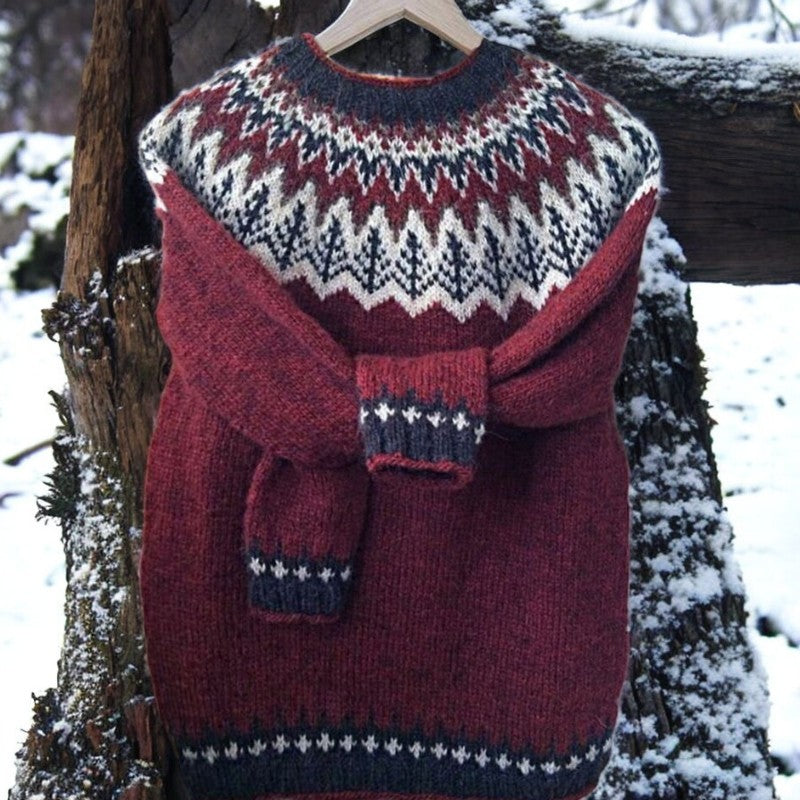 Stickad Dam Tröja Jacquard Mjuk Akryl-2