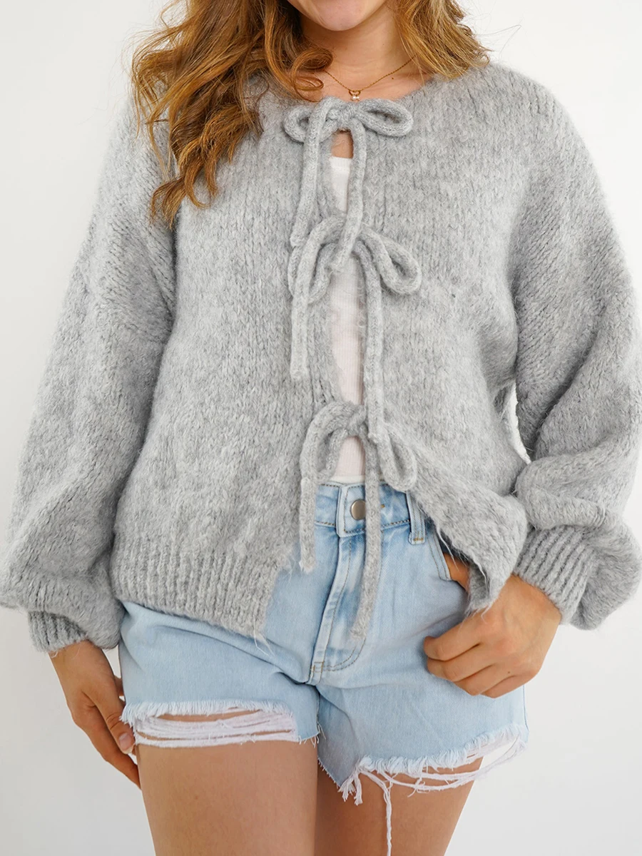 Variant image for Dam Cardigan med Loopdetaljer Mjuk Värmande Material-1