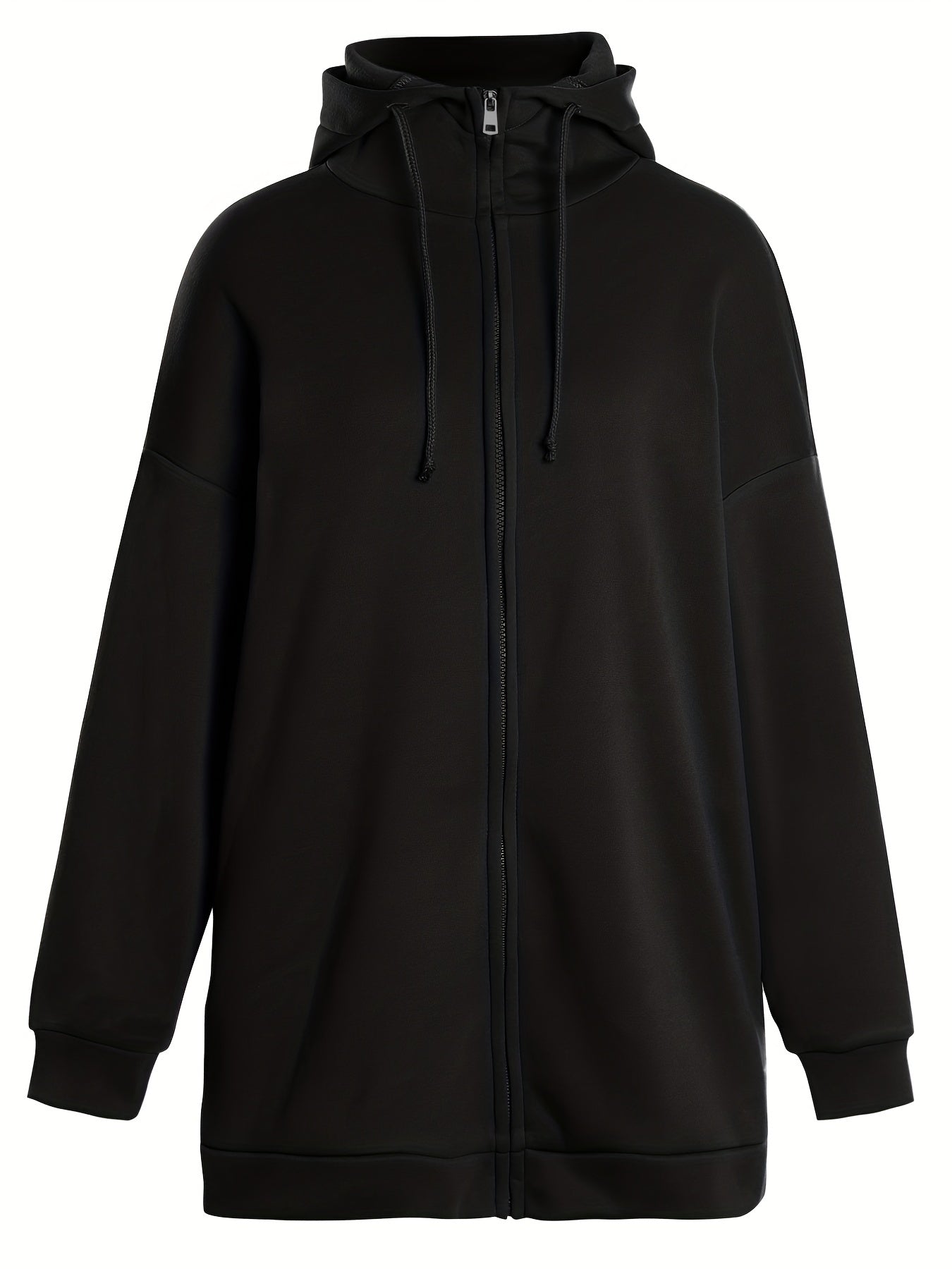 Lång Hoodie Dam Zip-up Plysch för Kalla Dagar-4