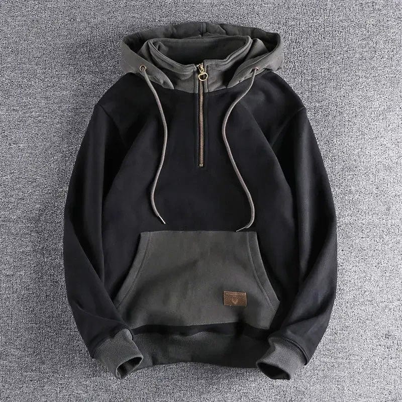Hoodie Herr Tvåfärgad Design med Huva i Mjuk Bomull 6