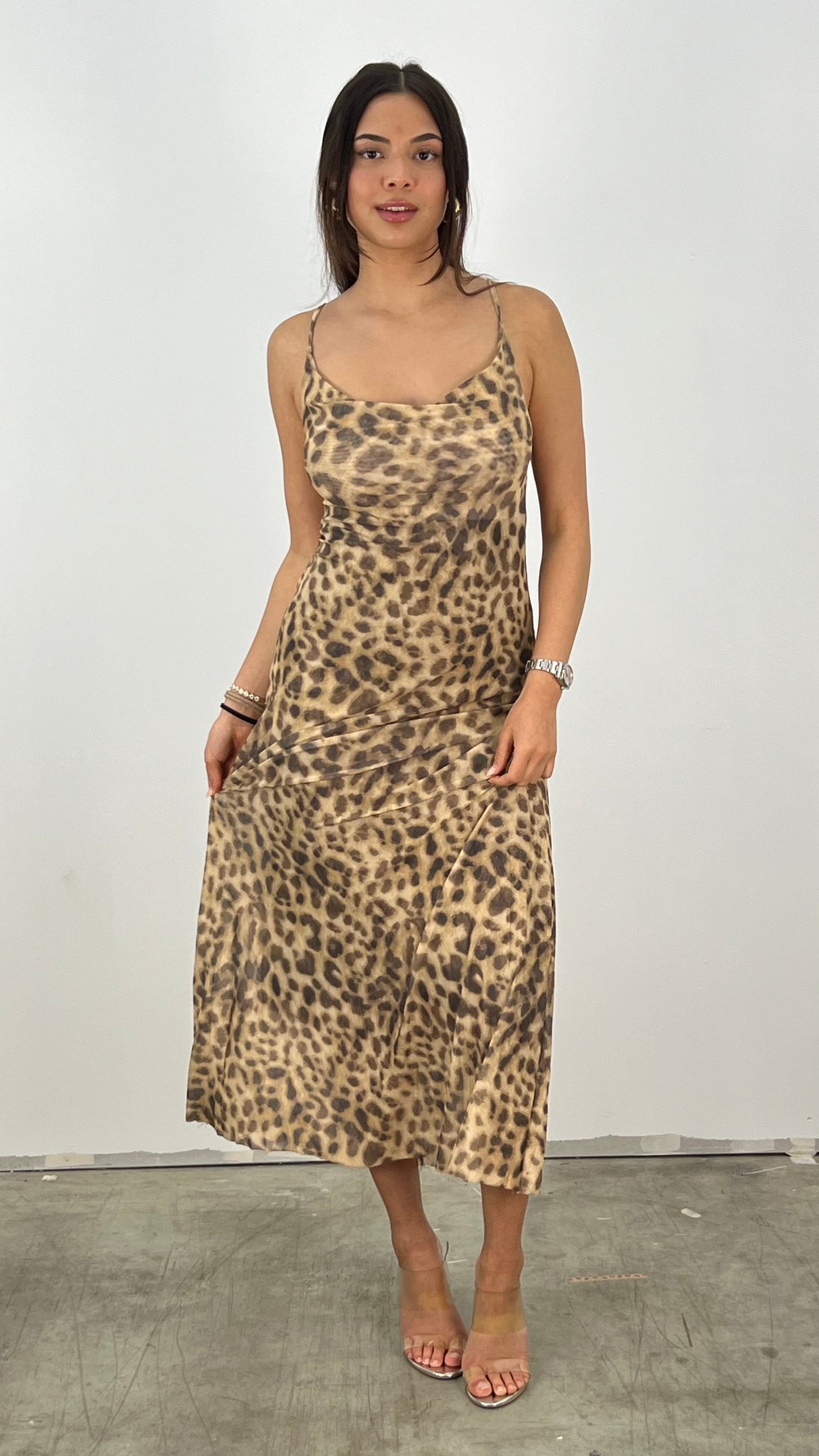 Variant image for Dam Klänning Avslappnad Passform Leopardmönster Polyester-1